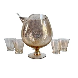 Elegant Gold-Tinted Glass Punch Bowl Set